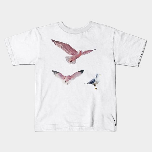 Painted Gulls sticker set Kids T-Shirt by EmilyBickell